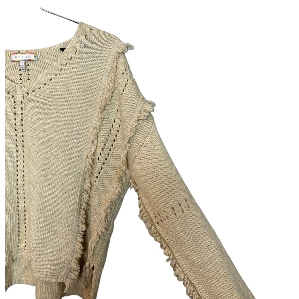 Anthropologie Eri + Ali Lissette Fringe Sweater S - Picture 3 of 7